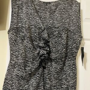 Anne Klein Black and White Ruched Blouse 2X